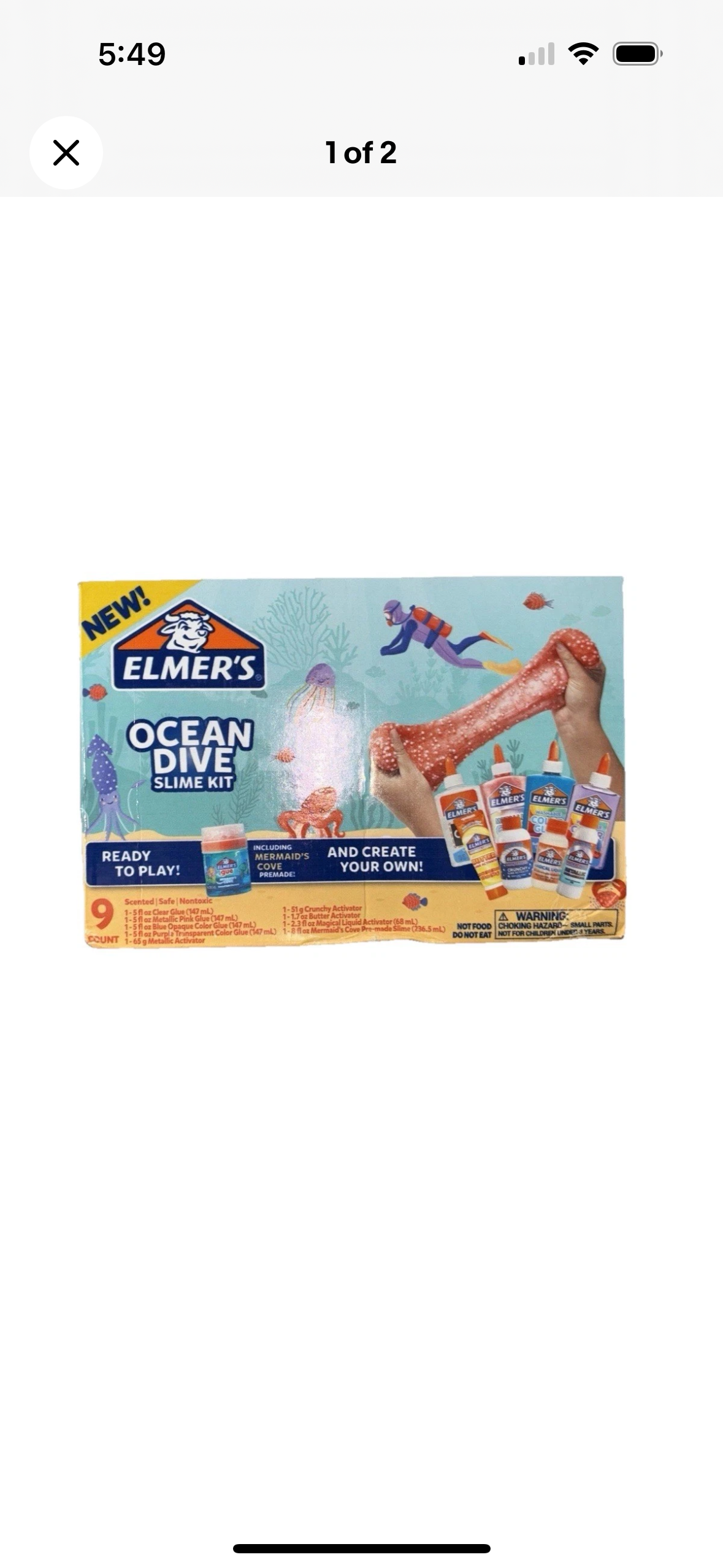 Elmer's Ocean Dive Slime Kit 9ct Mermaid's Cove Kids Activity Set